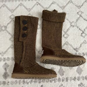 UGG Classic Cardy Boot Moss marled Button Detail Knit Boots